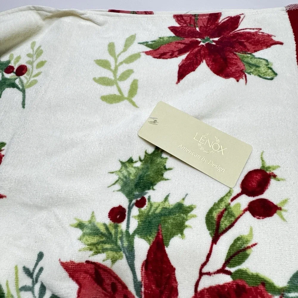 Lenox Winter Meadow 6 Pc Bath Hand Finger Tip Towel Set Poinsettia New Cotton